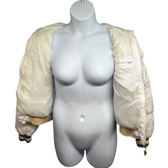Baby Phat White Down Puffer Zip Hood Vintage Y2K Jacket Coat Medium Streetwear - Picture 6 of 16